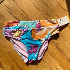 NEW floral highwaisted bikini bottom, original protective sticker still attached